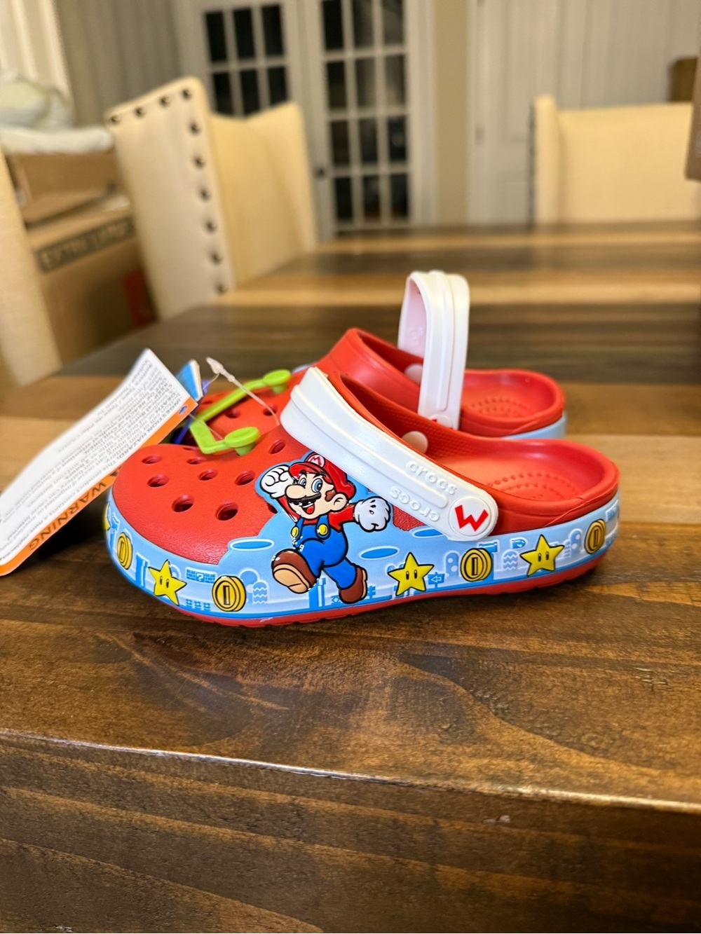 CROCS Kids Super Mario Red and White Slip-On Clogs
